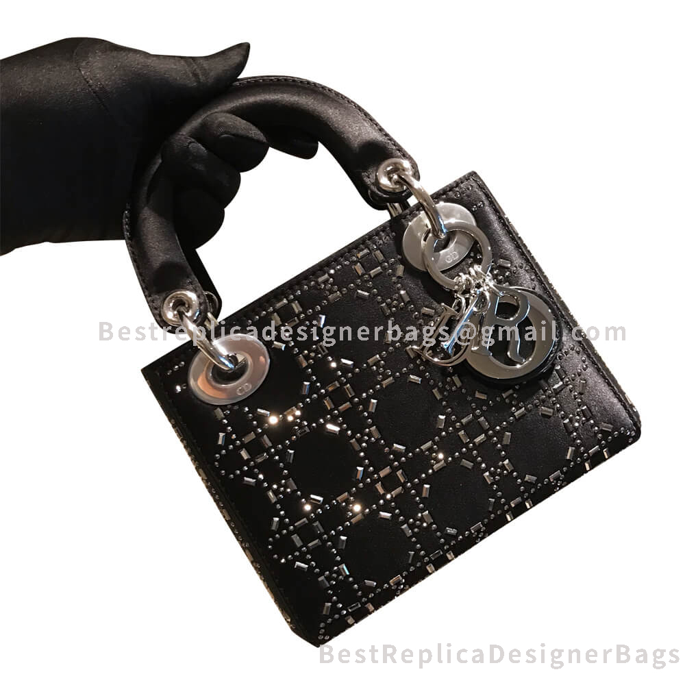Dior Mini Lady Dior Satin Bag Black SHW